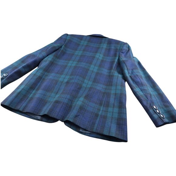 Collectible Gold By Giorgio Stan Angelo 12 Women’s Plaid 100% Wool Blazer Blue - Picture 4 of 8